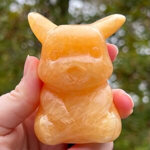 Orange Calcite Pikachu Figurine